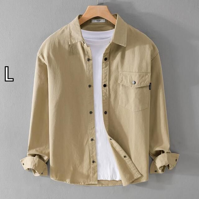 [L]メンズ ファッション 服 男性用 オシャレ シンプル 大人 かっこいい 大きいサイズ ストリート 紳士服 ワークウェア カジュアル 長袖 シャツ コットンシャツ ジャケット