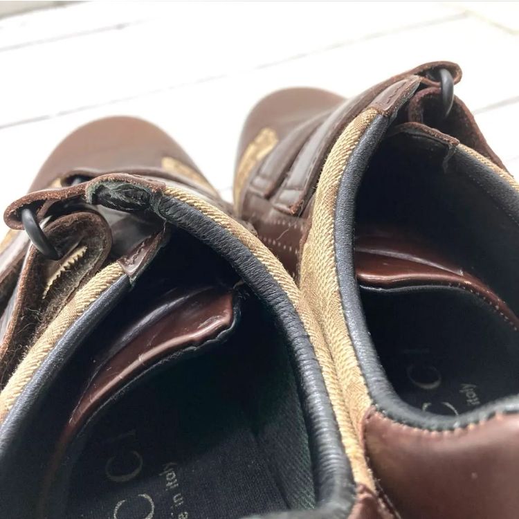 美品❣️ GUCCI グッチ 6125GG柄キャンバス×レザー スニーカー