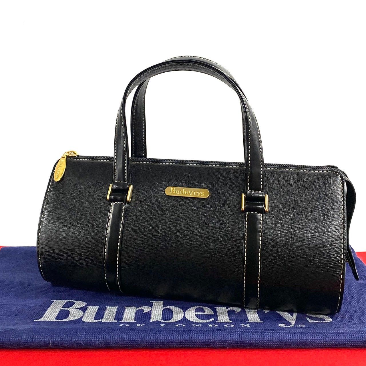 未使用品BURBERRY （バーバリー）ブラック レザーボストンバック