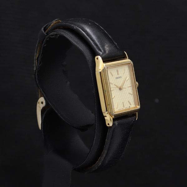稼働 セイコー 7321-6280 スクエア QZ アイボリー文字盤 レディース