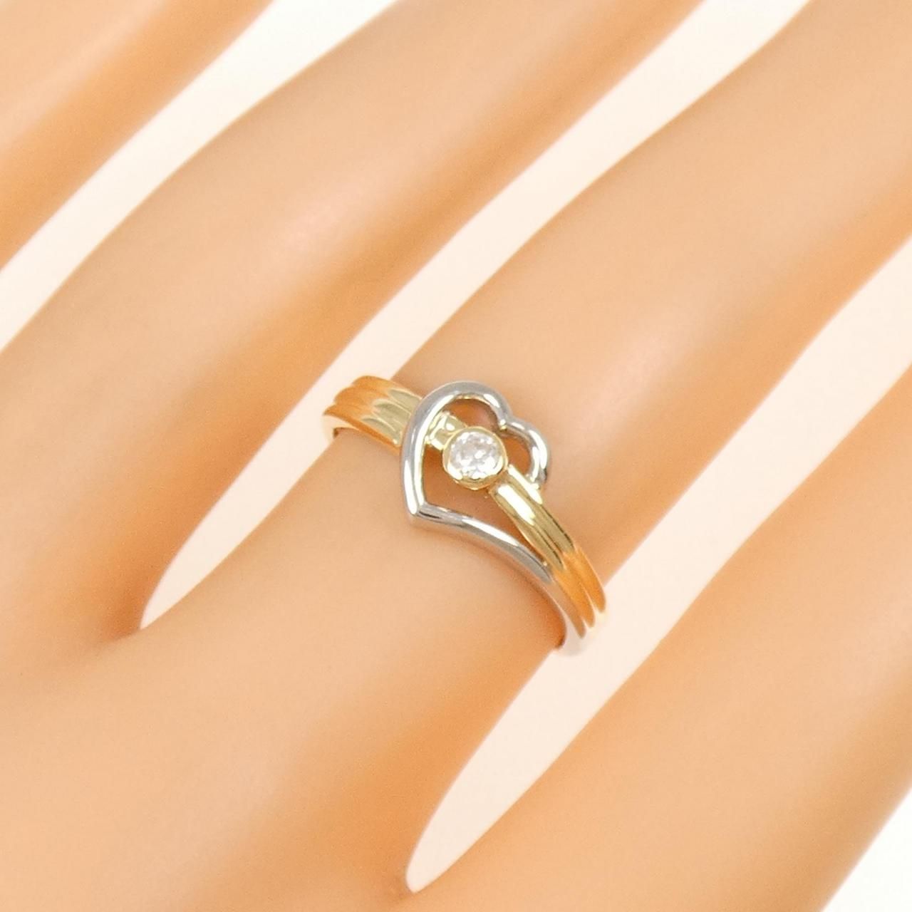 K18YG/PT900 ハート ダイヤモンド リング 0.10CT コメ兵｜K18YG/PT900  
