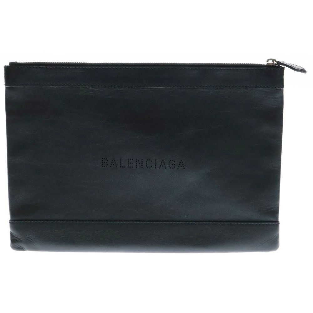 BALENCIAGA バレンシアガ Clutch Canvas Bag ロゴホール レザー クラッチバッグ ブラック 373834 1000 W 528147