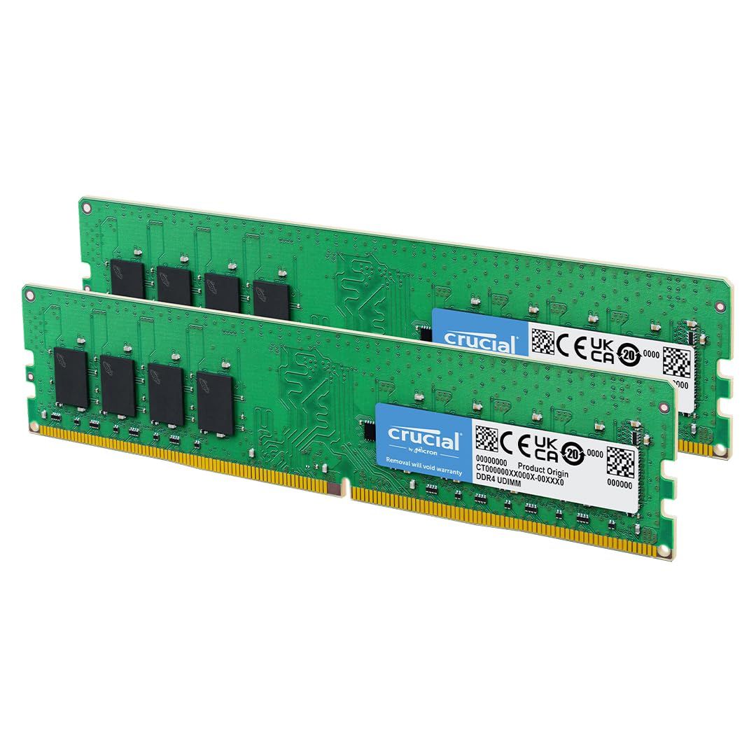 Crucial RAM 32GB Kit (2x16GB) DDR4 3200MHz CL22 (or 2933MHz or 2666MHz) Desktop Memory CT2K16G4D [グリーン] [32GB Kit (16GBx2)] [DDR4]