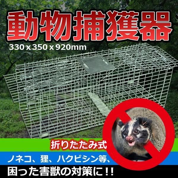 動物捕獲器 300ｘ380ｘ900 ｍｍ 小動物 キャッチャー (大) アニマルトラップ トラップゲージ 罠 折りたたみ 害獣 駆除 ロックタイプ -  100％正規品