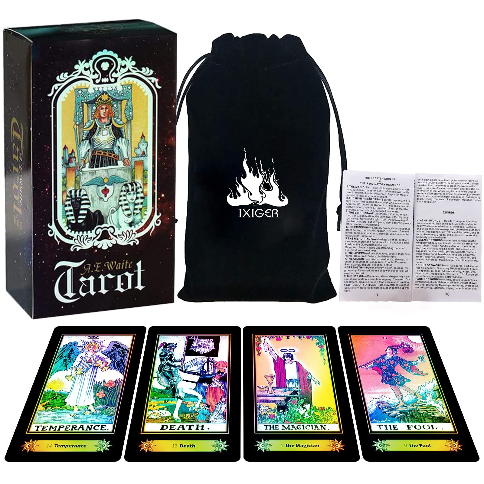 IXIGER タロットカード タロットカード ガイドブック付き タロットデッキ 78個のクラシックタロットデッキ タロットカードデッキ ガイドブックとギフトバッグ付き 初心者と専門家のための占