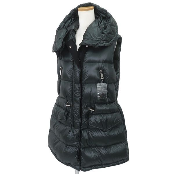 モンクレール MONCLER ダウン ベスト ロング ジレ BEAUMESNIL コート サイズ1 カーキ フード付き 正規品 47458