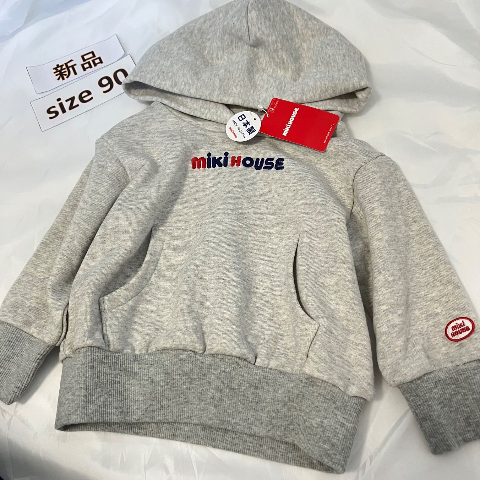 365ミキハウスmikihouse90sizeロゴパーカーフーディ - メルカリ