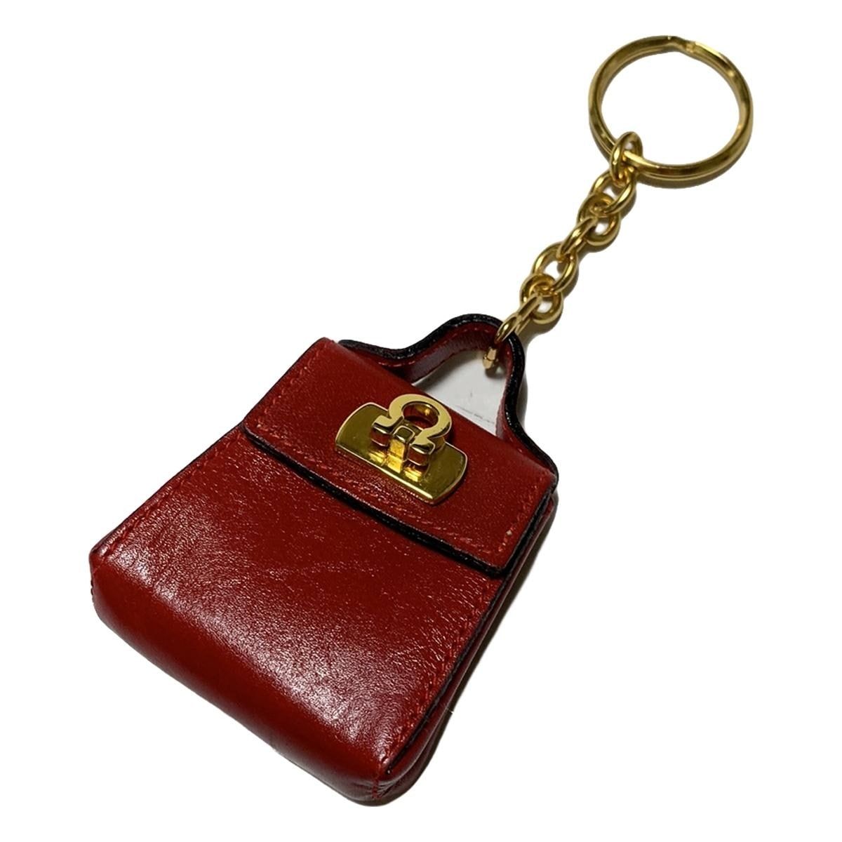 【美品】Salvatore Ferragamo フェラガモ バッグモチーフ ガンチーニ キーリング キーホルダー バッグチャーム NAVY ネイビー  濃紺 22 5641