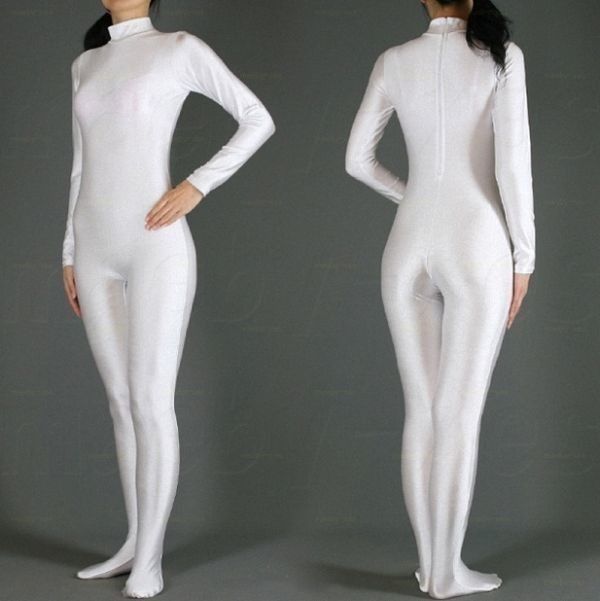 全身タイツ マスクなし 白 男性女性兼用 Mサイズ ゼンタイ コスプレ ZENTAI レオタード ボディースーツ 仮装 イベント 戦隊 ハイネック -  メルカリ