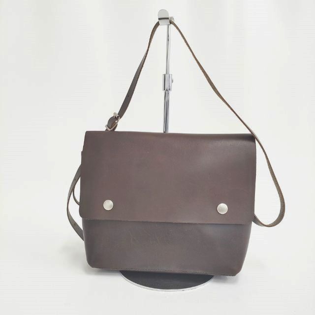 MHL. TOUGH LEATHER レザー ショルダーバッグ ブラウン レディース  