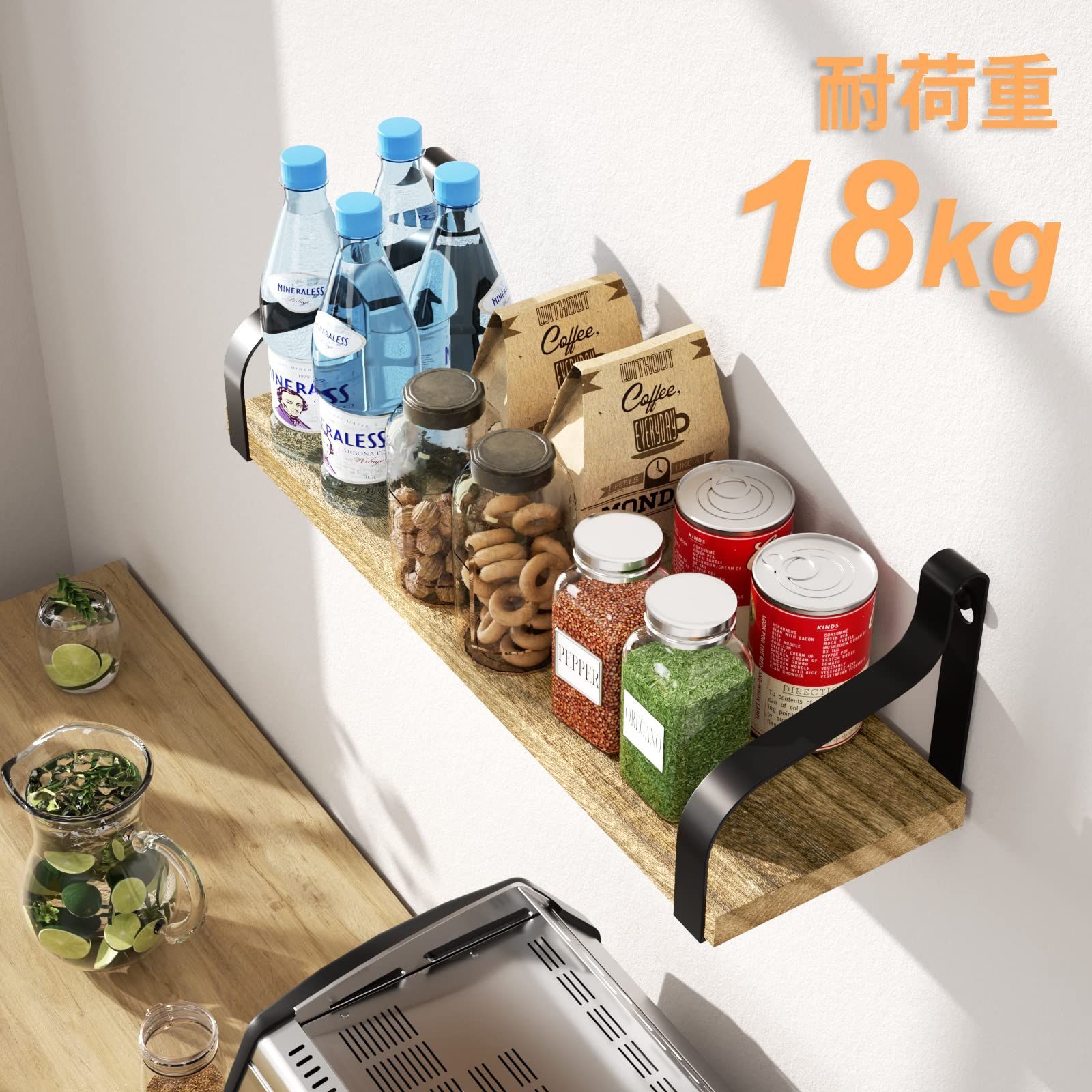 特価商品】耐荷重 18kg 収納棚 天然木製 飾り棚 ネジ付き 3個セット