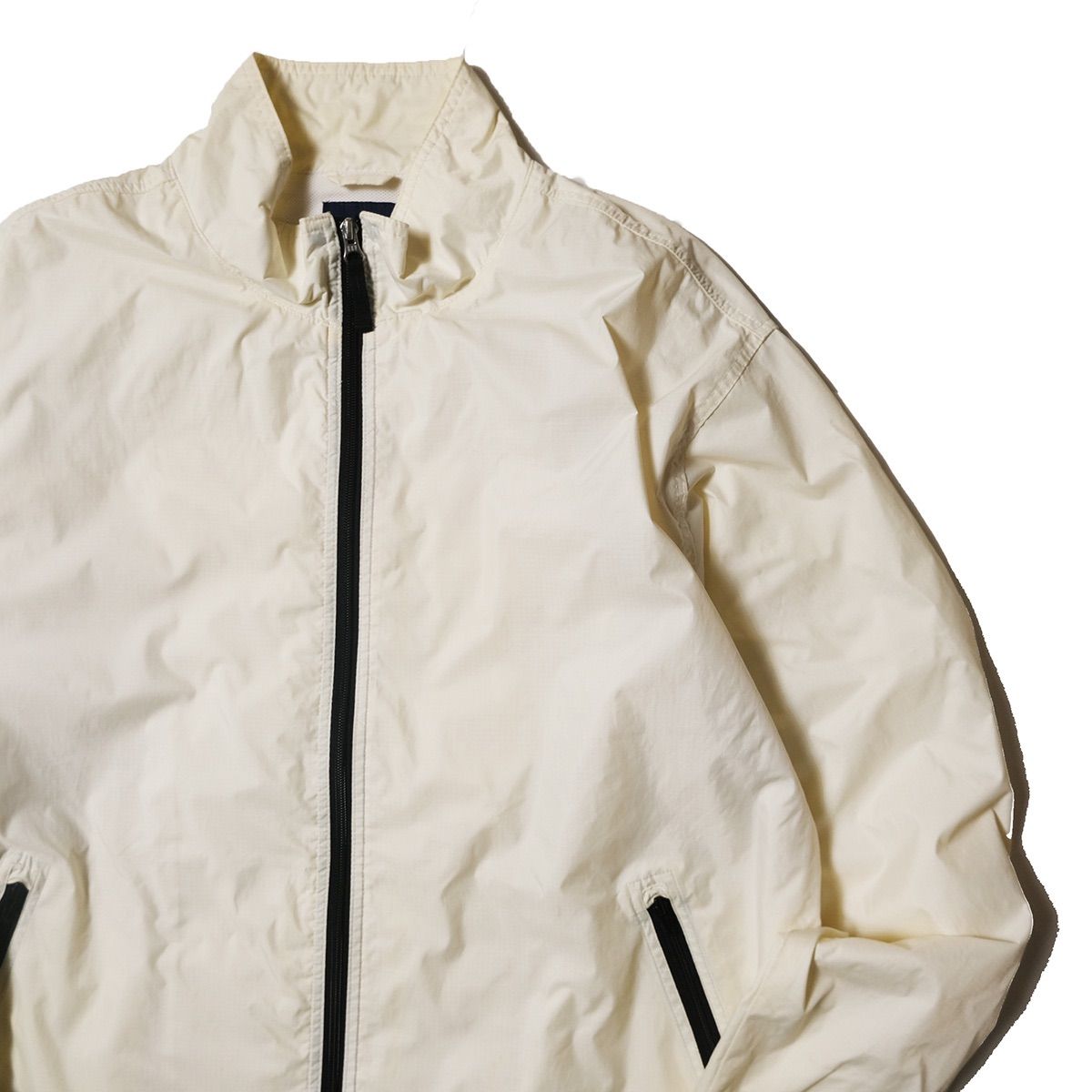 00's ギャップ GAP ナイロン スイングトップ (XL) 白×黒 フルジップ