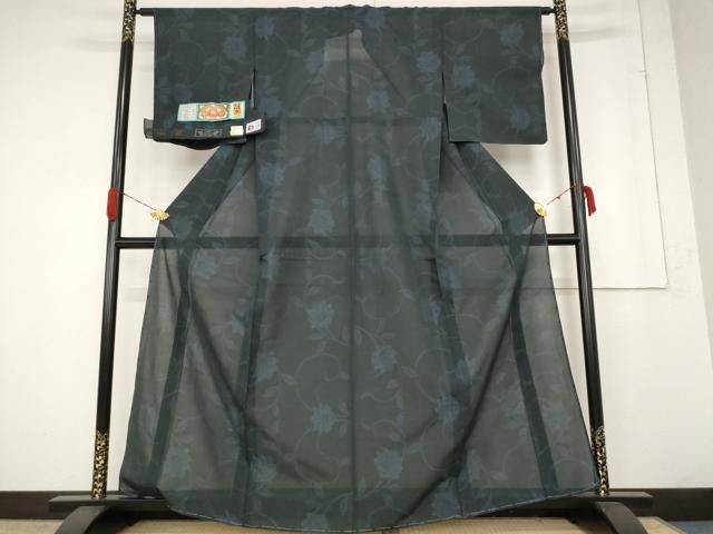 平和屋着物 夏物 本場大島紬 夏大島 更紗花文 証紙付き 正絹 AABA6827st