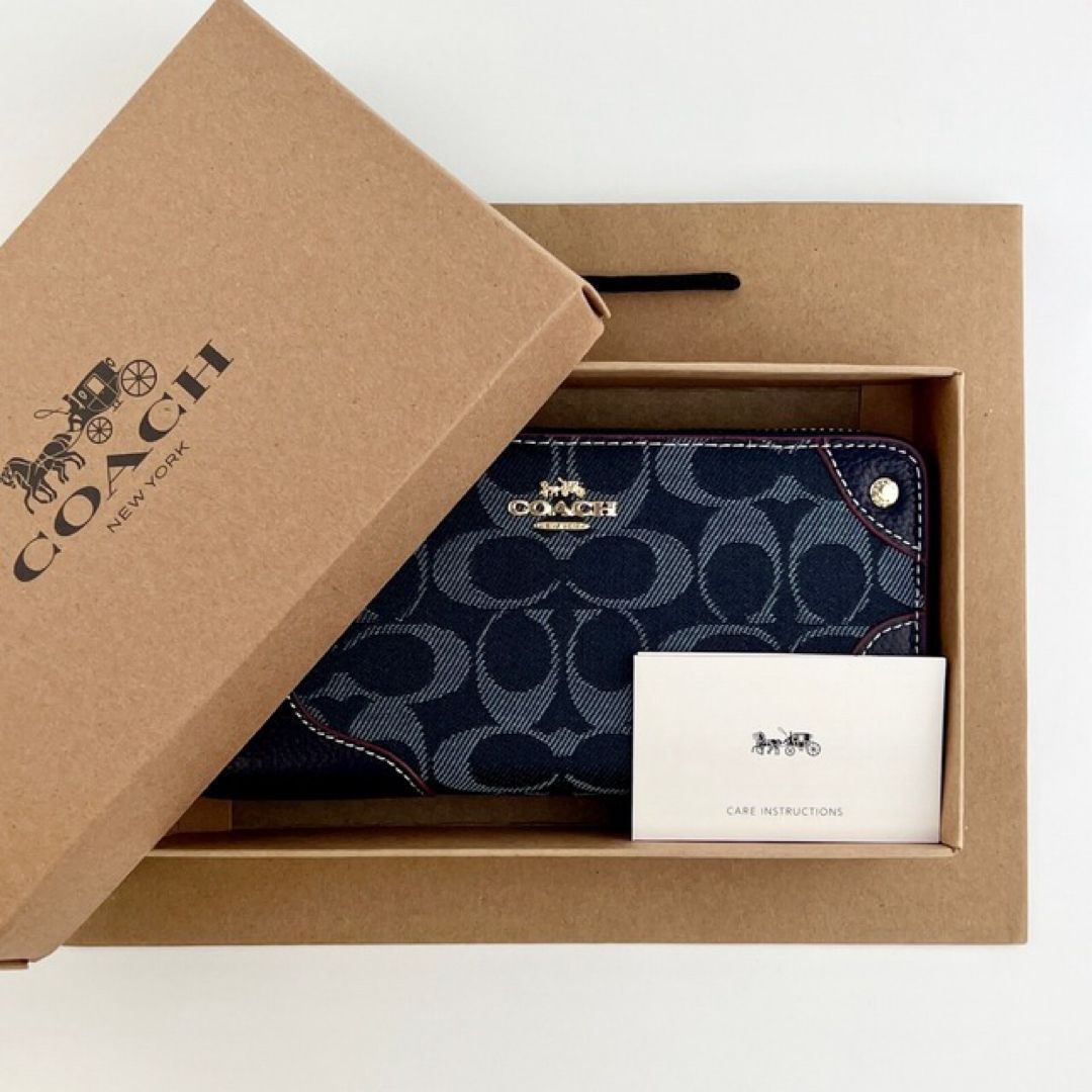 COACH ネイビー 長財布 F53769 新品未使用 新品・正規品】COACH ミッドナイトネイビー長財布 F53769 保存袋