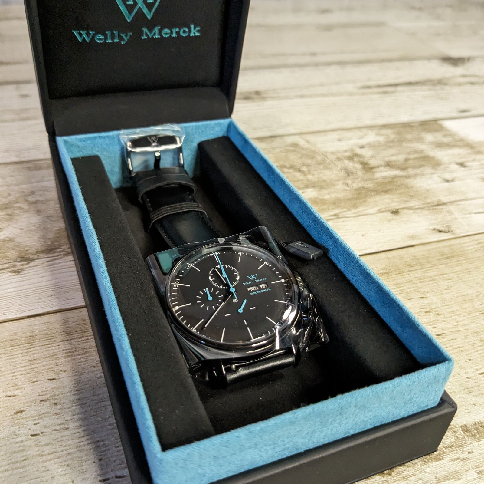 人気再入荷 Welly メンズ Merck メンズ 腕時計 アナログ表示 Welly スイスムーブメント 腕時計 ステンレスベルト スイス ブラック  Amazon Merck 防水 メンズ腕時計