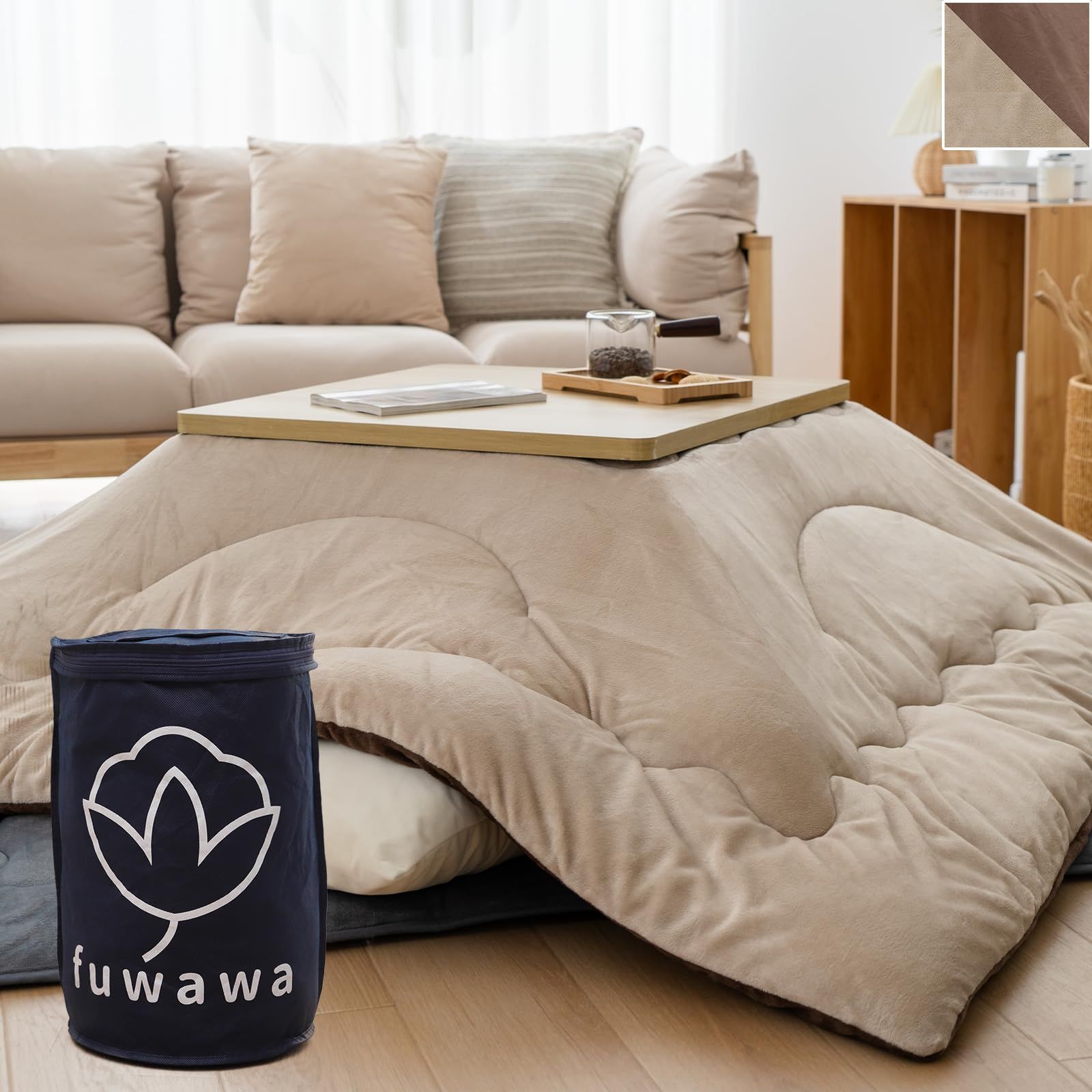 数量 fuwawa こたつ布団 長方形 大判 こたつ厚掛け布団 単品 190x240cm 冬用 コタツ布団 厚手 こたつ用布団 体にフィットする縫製 リバーシブル 洗える 静電気防止 撥水防ダニ加工 抗菌防臭 キルティング 高い保温性 暖かい ふわふわ