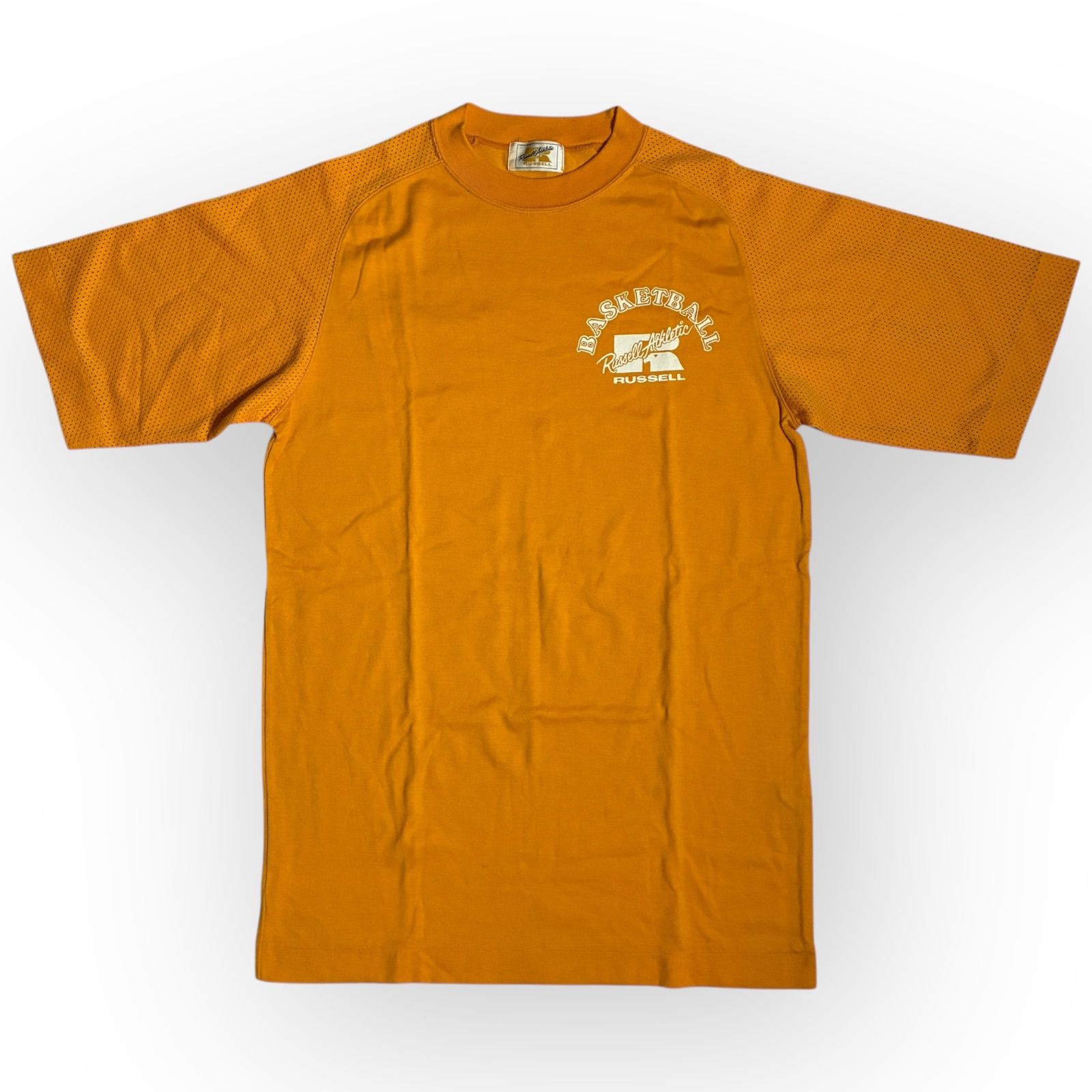 デッドストック級】70s 80s ラッセル 金タグ ミズノ製 Tシャツ M 古着 