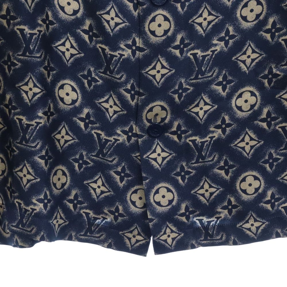 【激レア超美品L】ルイヴィトン 21AW モノグラム 地図 半袖シャツ ネイビー ネイビー（紺）系 Louis Vuitton MONOGRAM(ルイヴィトン