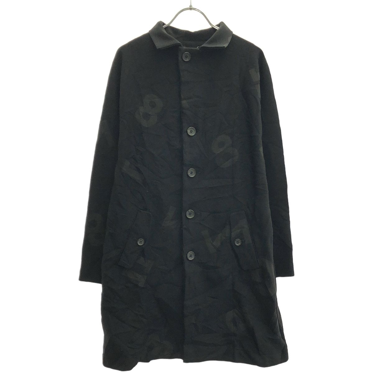 Y s ワイズ 15AW ナンバリングポリエステルロングジャケット YY-T36-968 ブラック 2