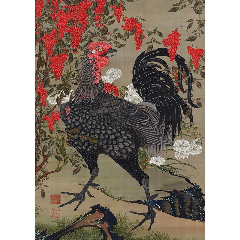 A2サイズ 伊藤若冲 ポスター 動植綵絵 南天雄鶏図 アート