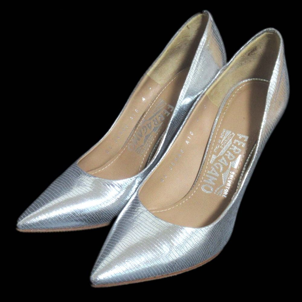 Salvatore Ferragamo サルヴァトーレフェラガモ ポインテッドトゥ ハイヒール パンプス 4C 21.5cm相当 シルバー レディース 古着
