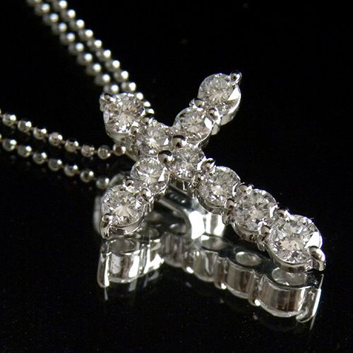 ダイヤモンド クロス ネックレス 1カラット D1.00ct プラチナ PT900 PT850 40cm カットボールチェーン ジュエリー【中古】 -  メルカリ