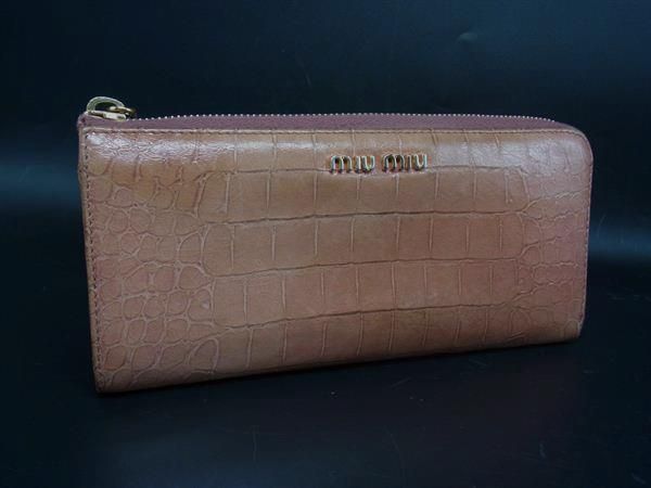 リボン 財布 miumiu miu miu ミュウミュウ リボン ラウンドファスナー