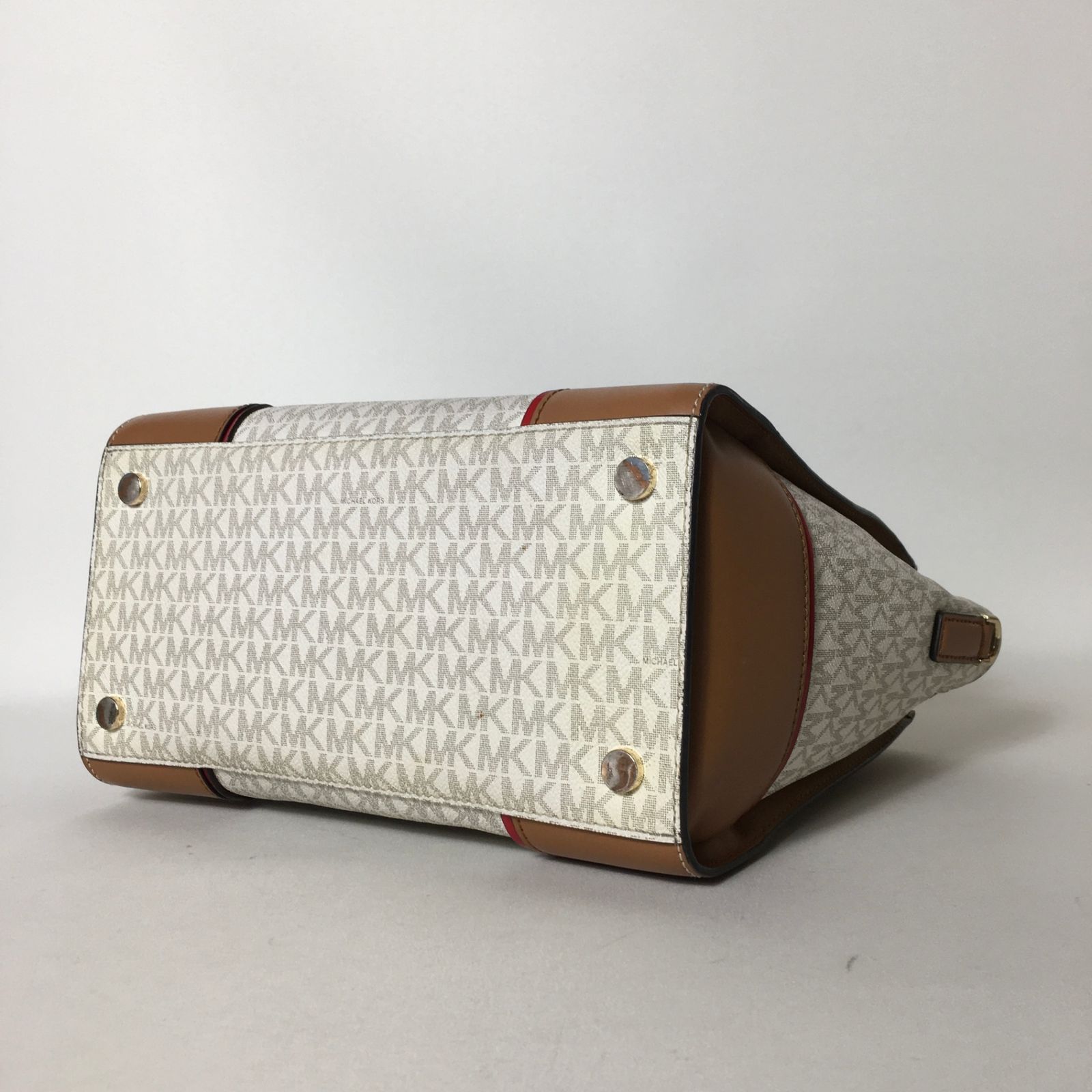 2507-281｜美品｜マイケルコース ハンドバッグ レザー ブラウン ロゴ総柄 MICHAEL KORS - 2507-281｜美品｜マイケルコース ハンドバッグ