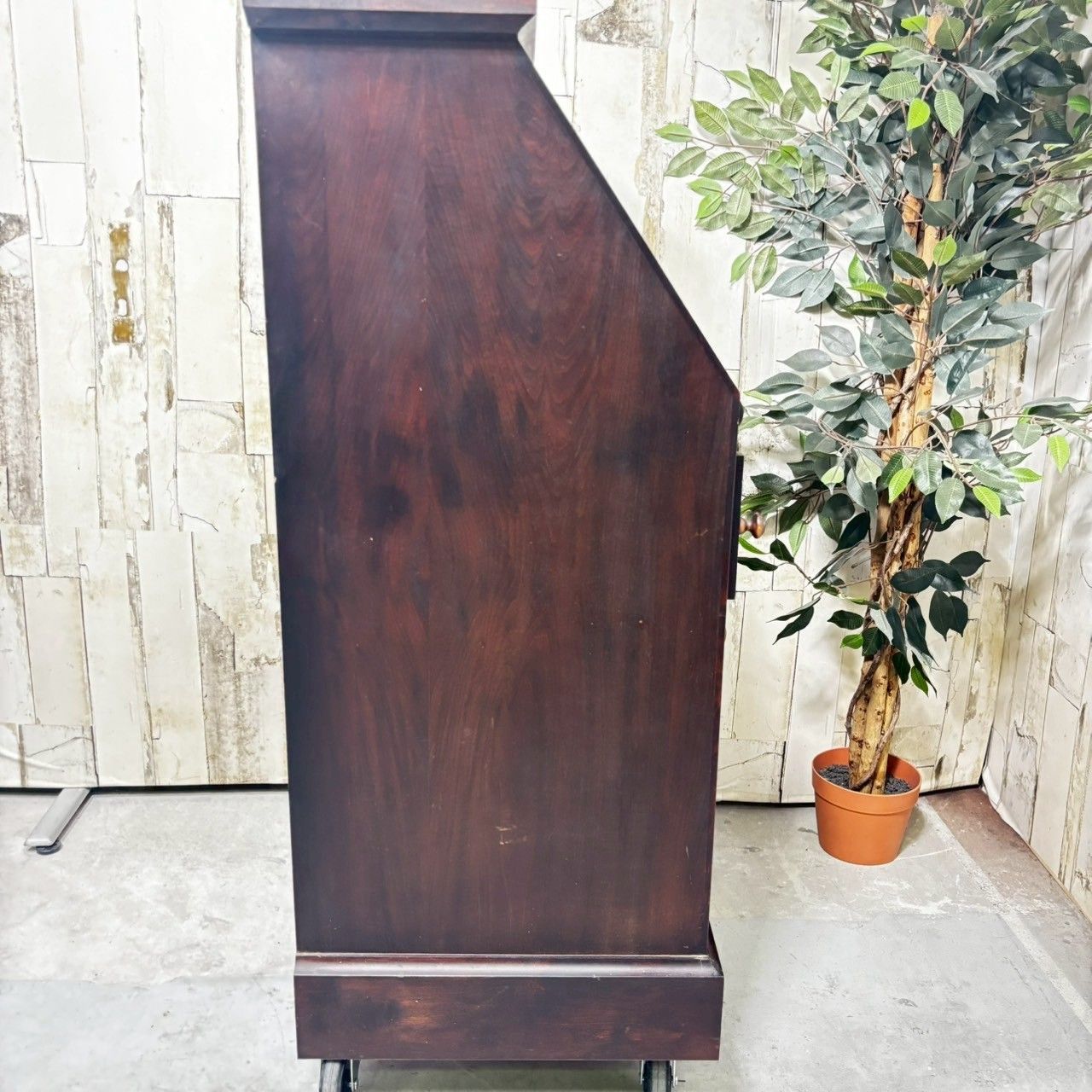 長野松本民芸家具　天然木ライティングビューロー ダークブラウン　デスク　チェスト 長野松本民芸家具 天然木ライティングビューロー ダークブラウン