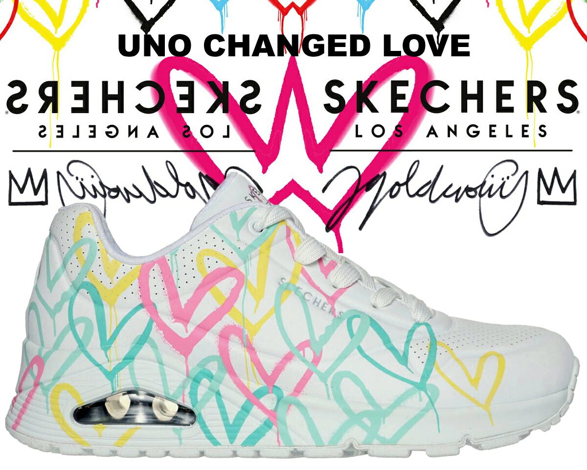 スケッチャーズ x ジェームズ ゴールドクラウン ウノ チェンジド ラブ SKECHERS James G crown UNO-CHANGED LOVE WHITE|MULTI 177982-wmlt ホワイト マルチ