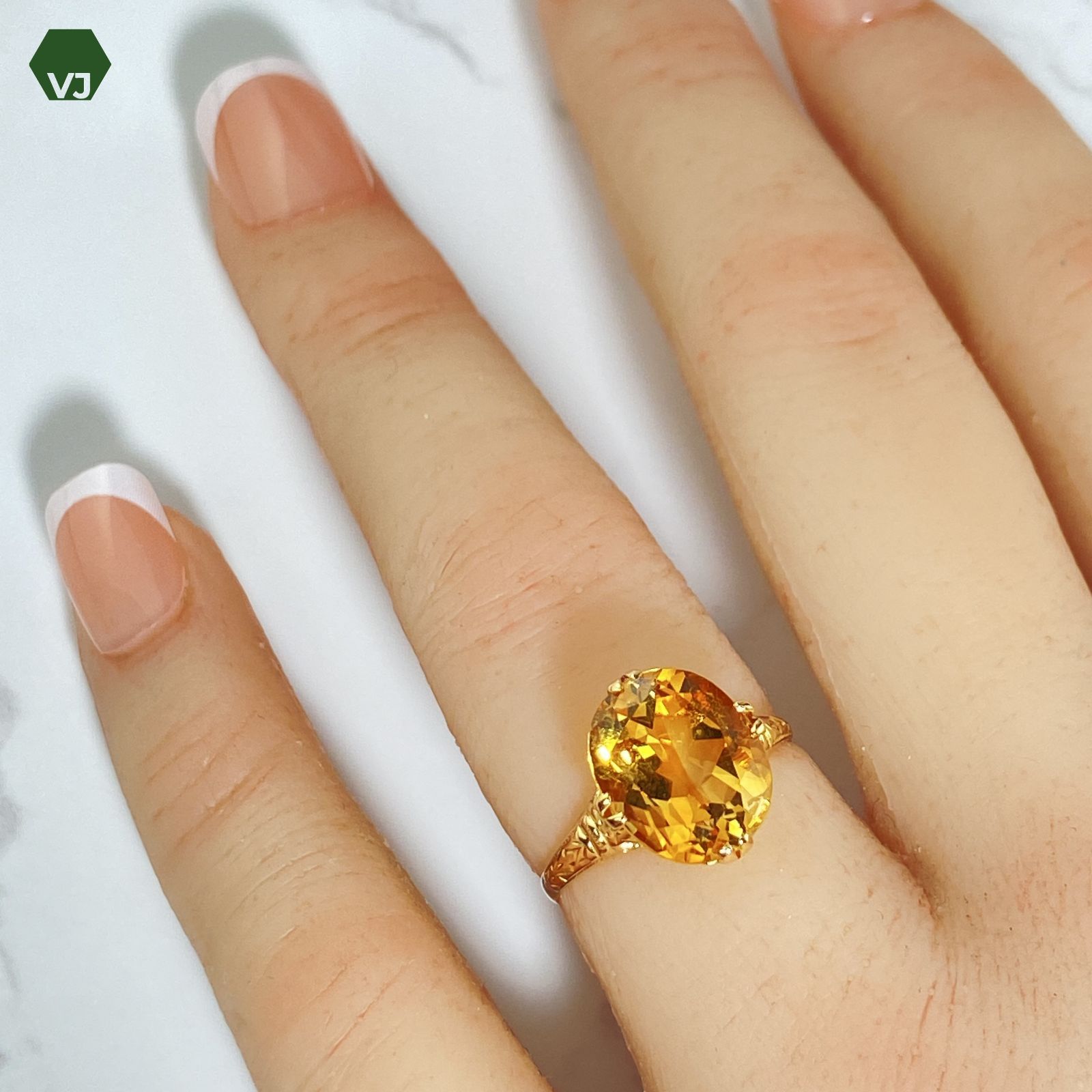 17-40】【Vintage】シトリンリング3.32ct