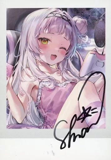 中古】キャラカード 紫咲シオン 直筆サイン入りAmeもち描き下ろし