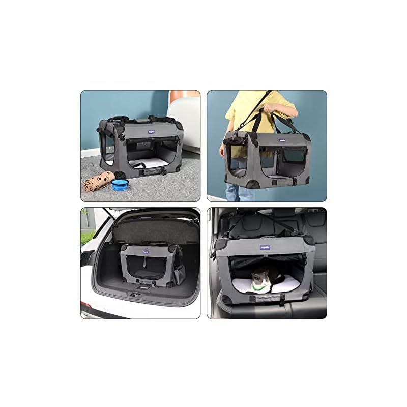 Petprsco犬用キャリーバッグペットキャリー ソフトクレート中小型犬大型猫4面メッシュ 折りたたみ ペットケージ60x42x42 Petprsco犬用キャリーバッグペットキャリー ソフトクレート中小型犬大型猫4面メッシュ 折りたたみ ペットケージ60x42x42cm省スペース頑丈耐久  変形しない 車用 病院 キャンプに 室内外兼用 0 ぶるぶるどっぐ 下敷き