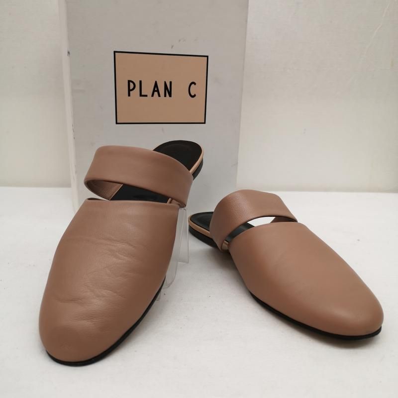 古着 サンダル PLAN C レザー ミュール サンダル ピンクベージュ サイズ37
