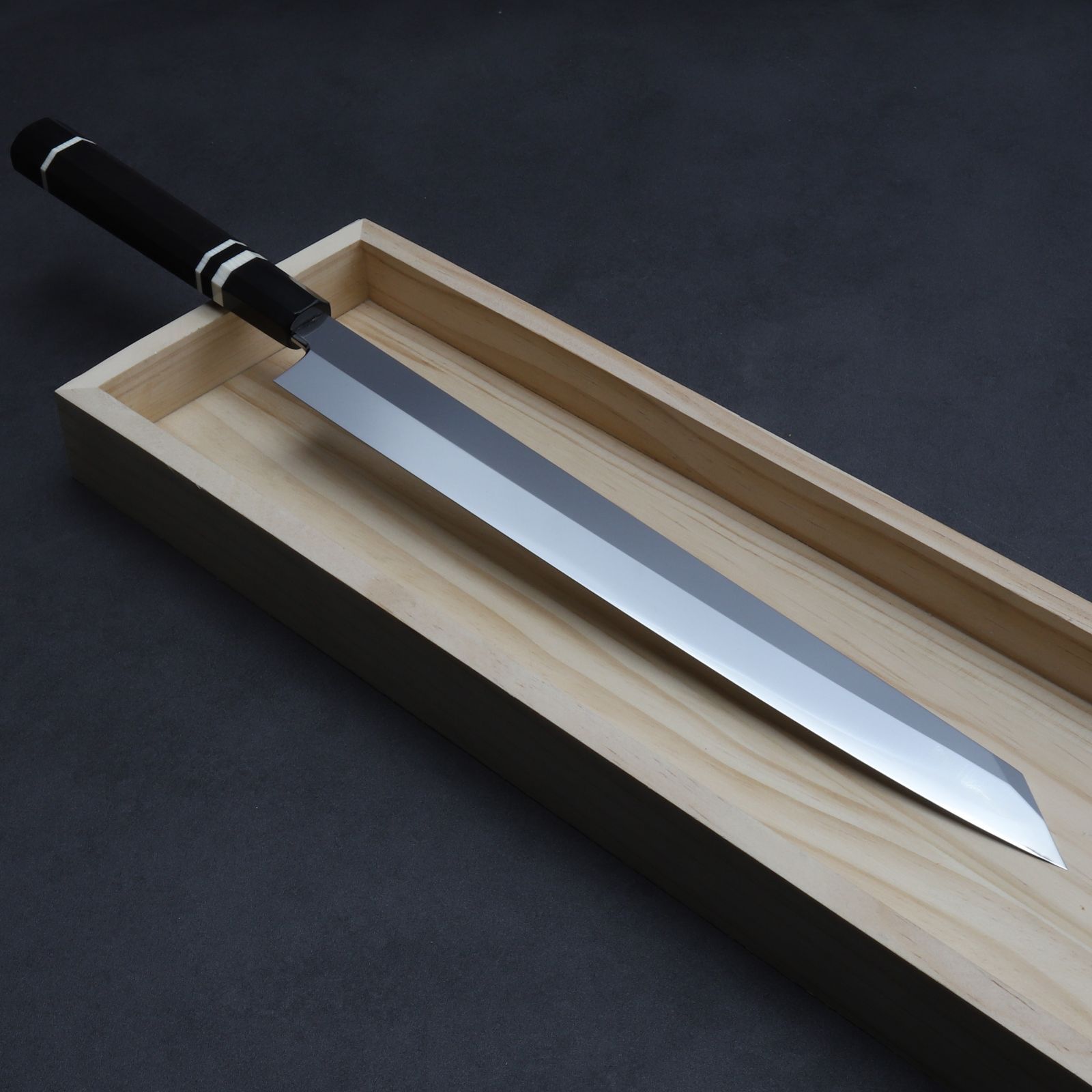 刺身包丁 切付柳刃包丁 尺一 刃渡り330mm 通常鏡面仕上げ 本刃付け 八角柄 時選択