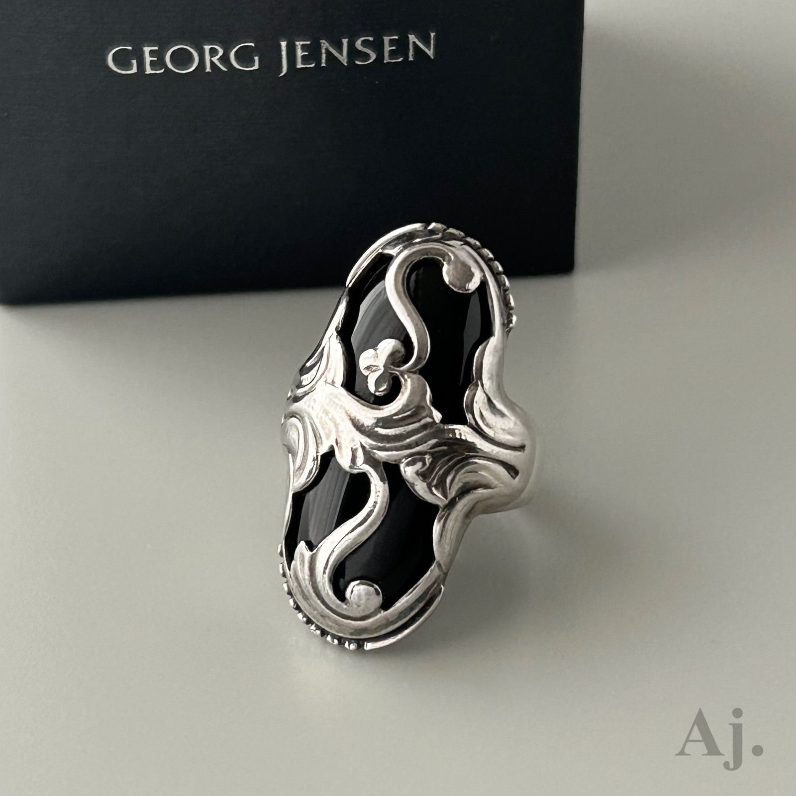 ジョージジェンセン 希少 リング 指輪 18 ブラックアゲート AG925 約11  