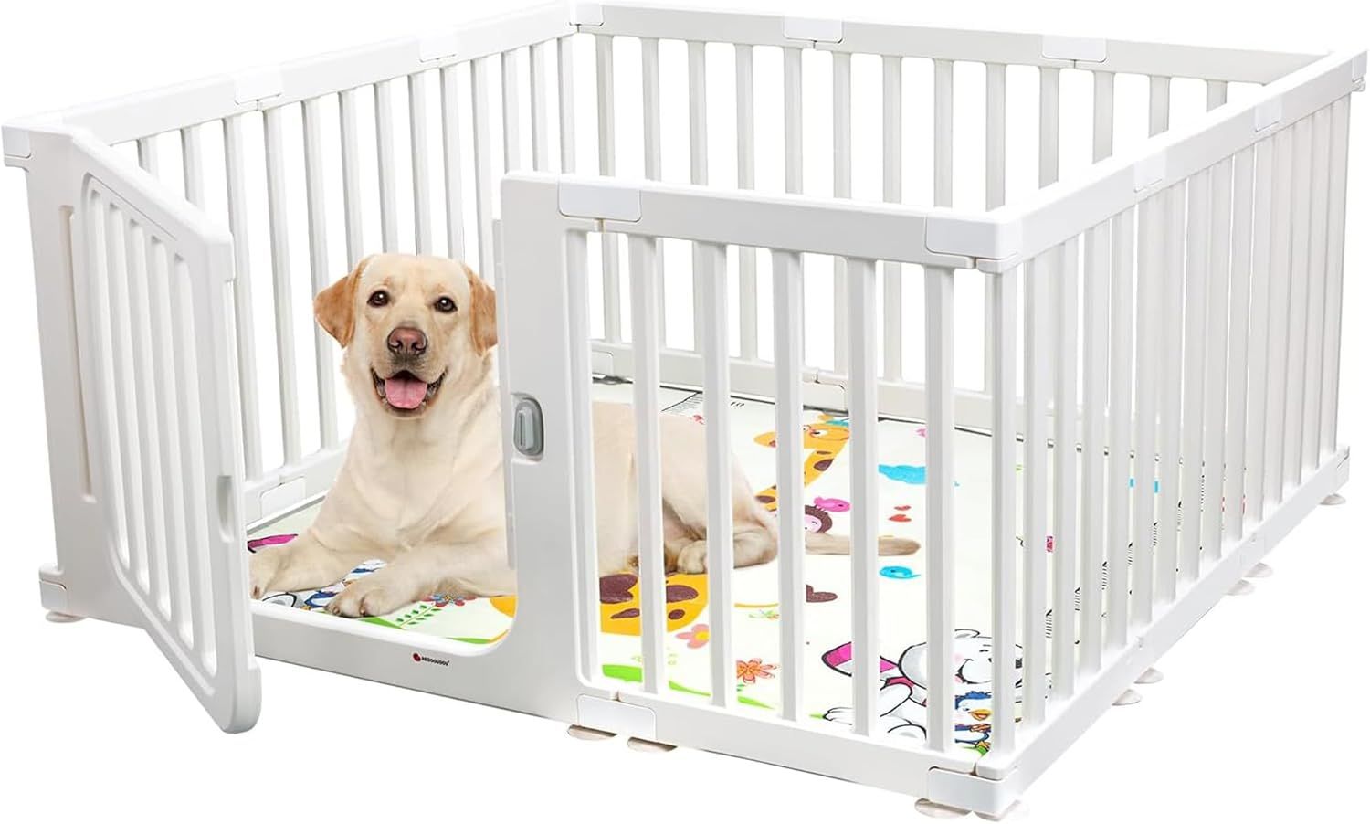 ペットサークル ドア付き 犬 サークル ペットケージ 檻感がない 自由に組み合わせ 犬猫脱走防止 軽量 DIY ペット柵 小 中型犬用 ペットフェンス 組立簡単 室内サークル 複数連結 ペットマット付き 高さ60cm-11枚