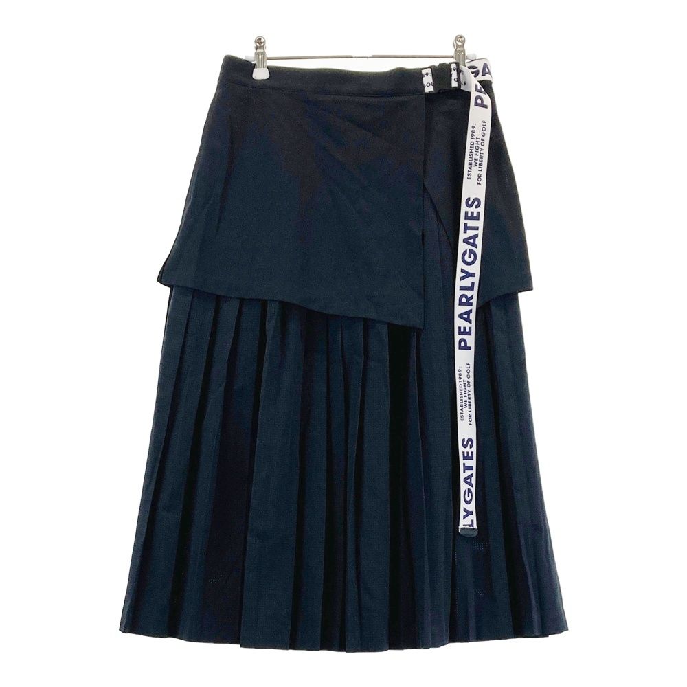 サイズ：0 PEARLY GATES パーリーゲイツ プリーツスカート ネイビー系