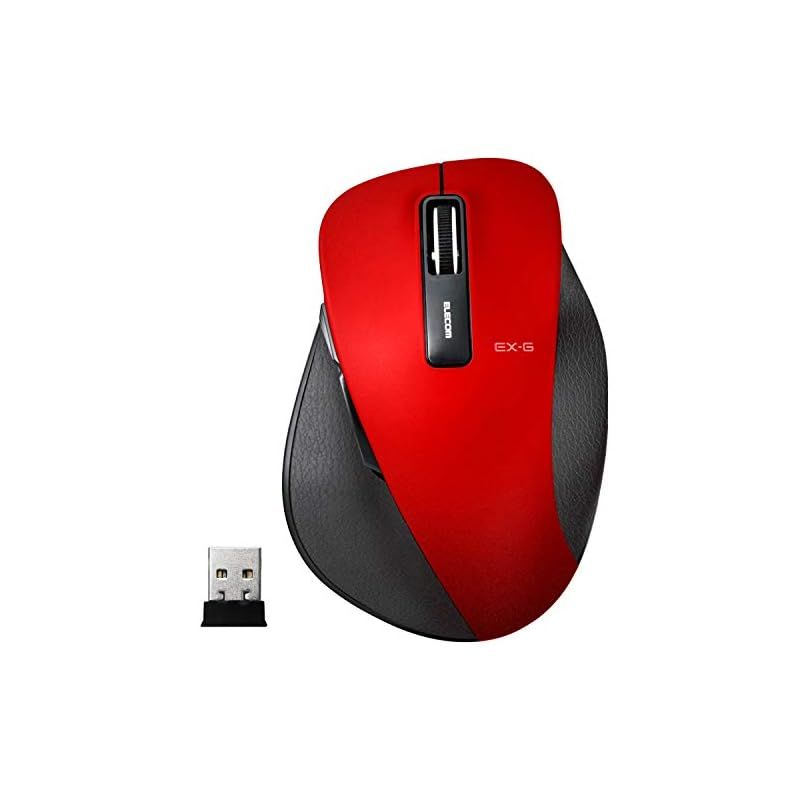【中古】 エレコム マウス ワイヤレス (レシーバー付属) Mサイズ 5ボタン (戻る 進むボタン) BlueLED 握りの極み レッド M-XGM10DBRD