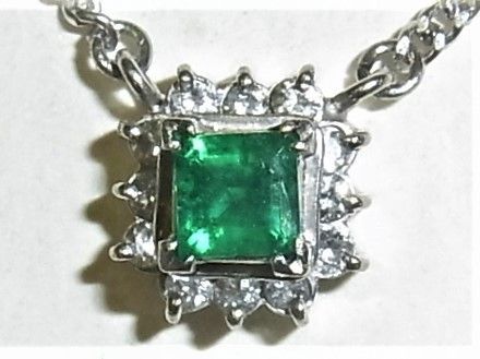 プラチナ850 エメラルドダイヤモンドネックレス Pt850プラチナ 喜平 プチ ネックレス エメラルド ダイヤ入