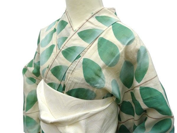 浴衣 レディース ViViSienne Trad（生成り地にグリーンドロップ  