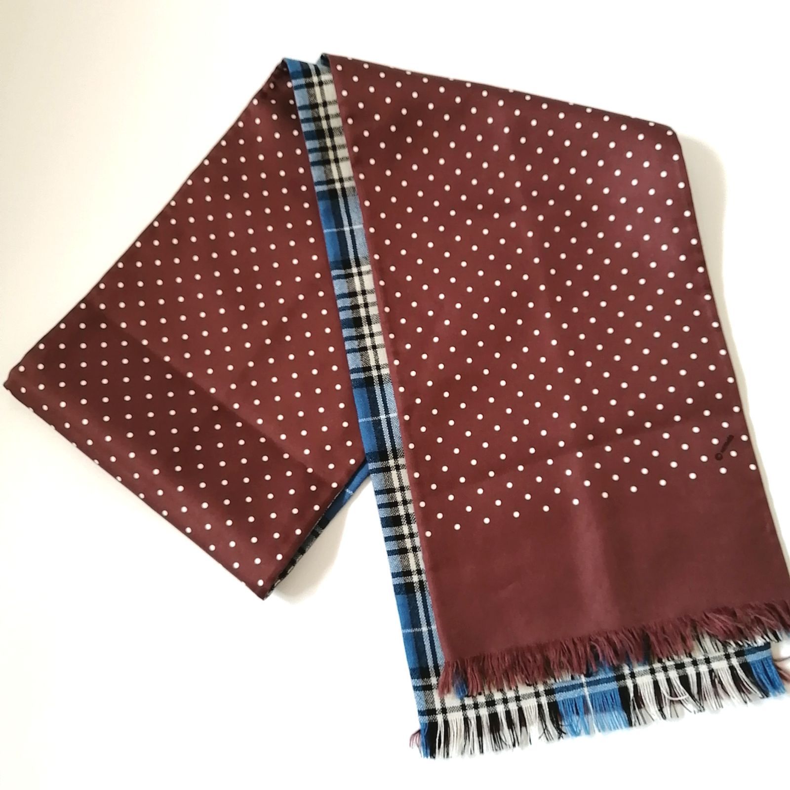❤美品❤　エルメス　HERMES　スカーフ　マフラー　チェック　ドット　934 美品 エルメス HERMES スカーフ マフラー リバーシブル チェック