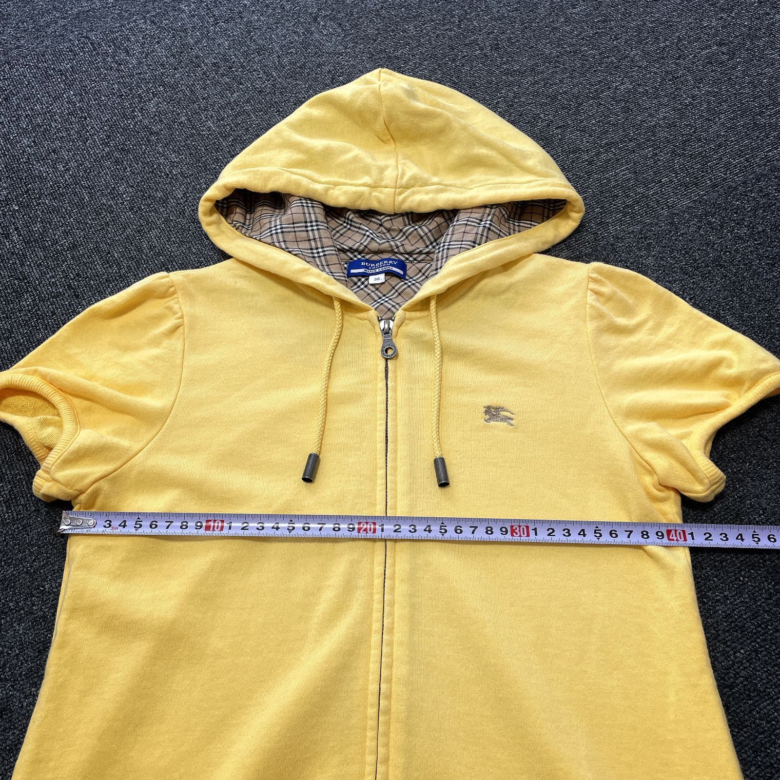 Burberry Blue Label フード付きスタジャンノバチェック 38 BURBERRY BLUE LABEL Denim Jacket Nova Check Size 38 USA XS/S