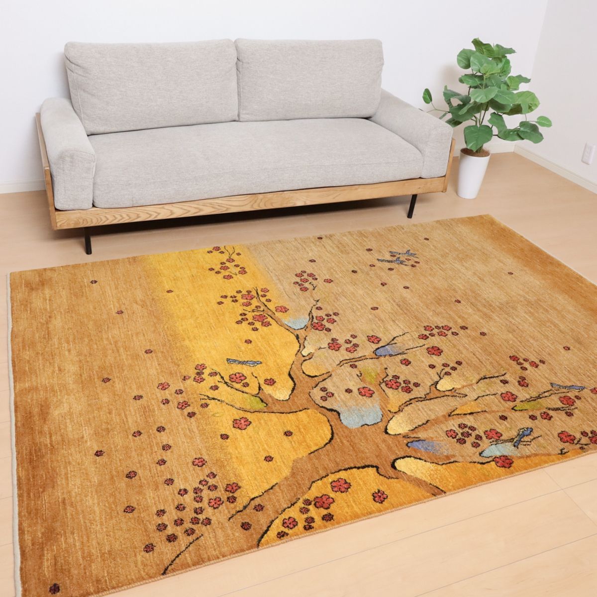 ギャッベ イラン産本物 草木染 手織り ウール ふかふかカシュガイの