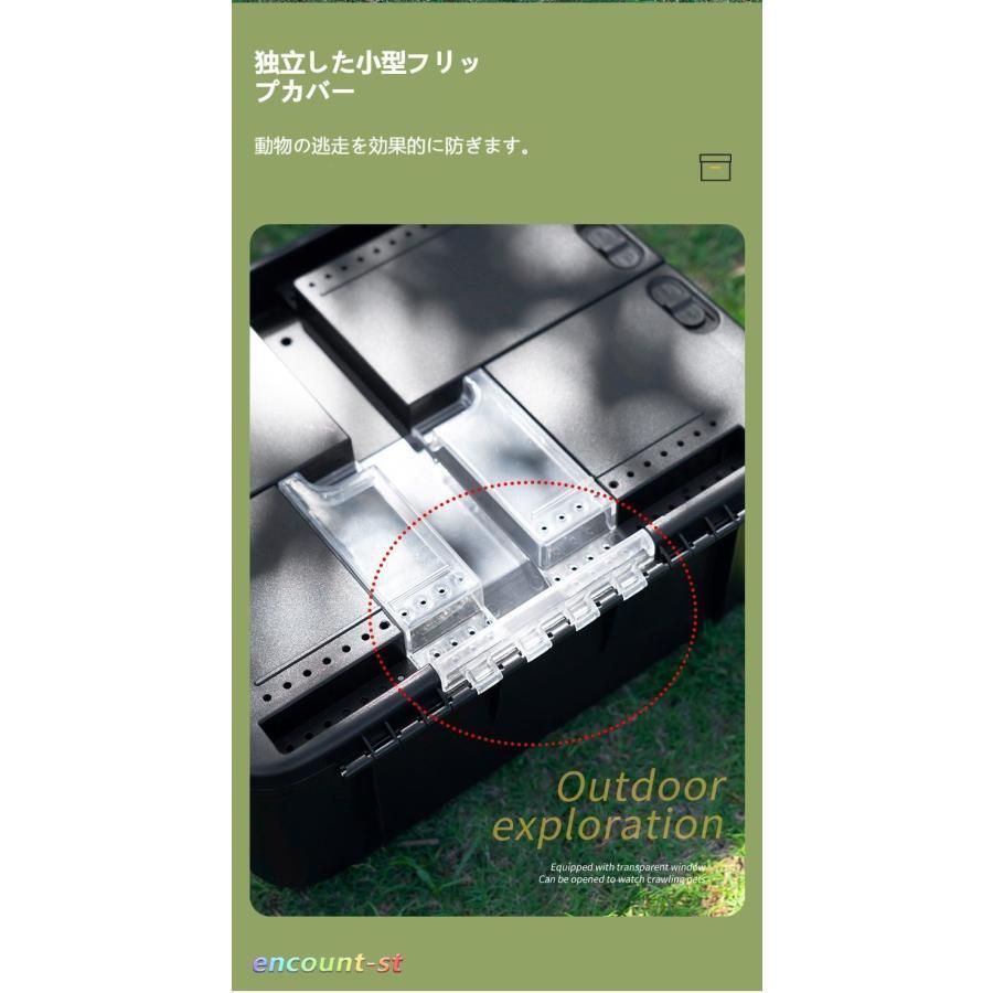 屋外の野生の収穫の爬虫類の箱