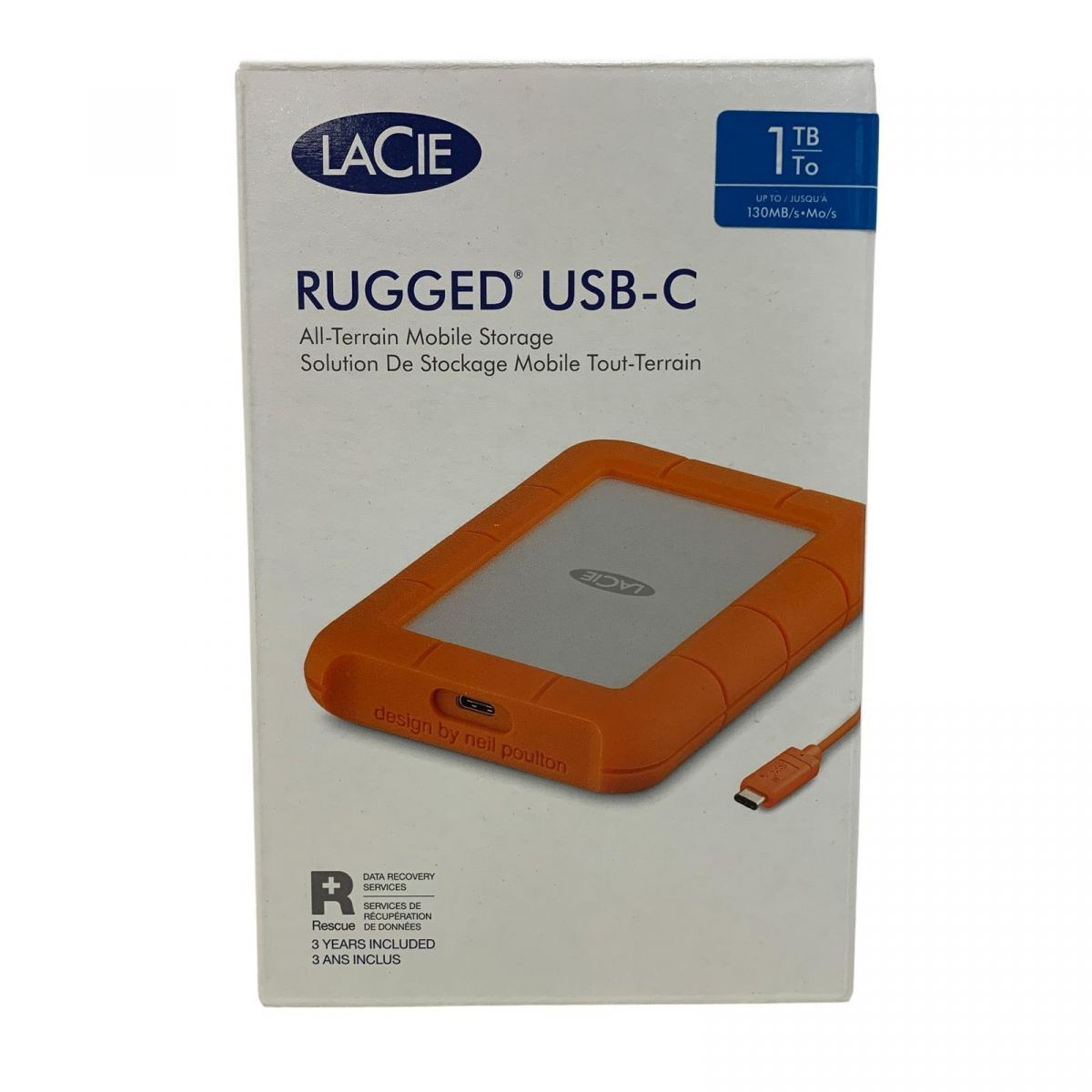 ポータブルHDD LaCie ラシー Rugged USB3.1 Type-C 1TB 2EUAP8 AYK856802相