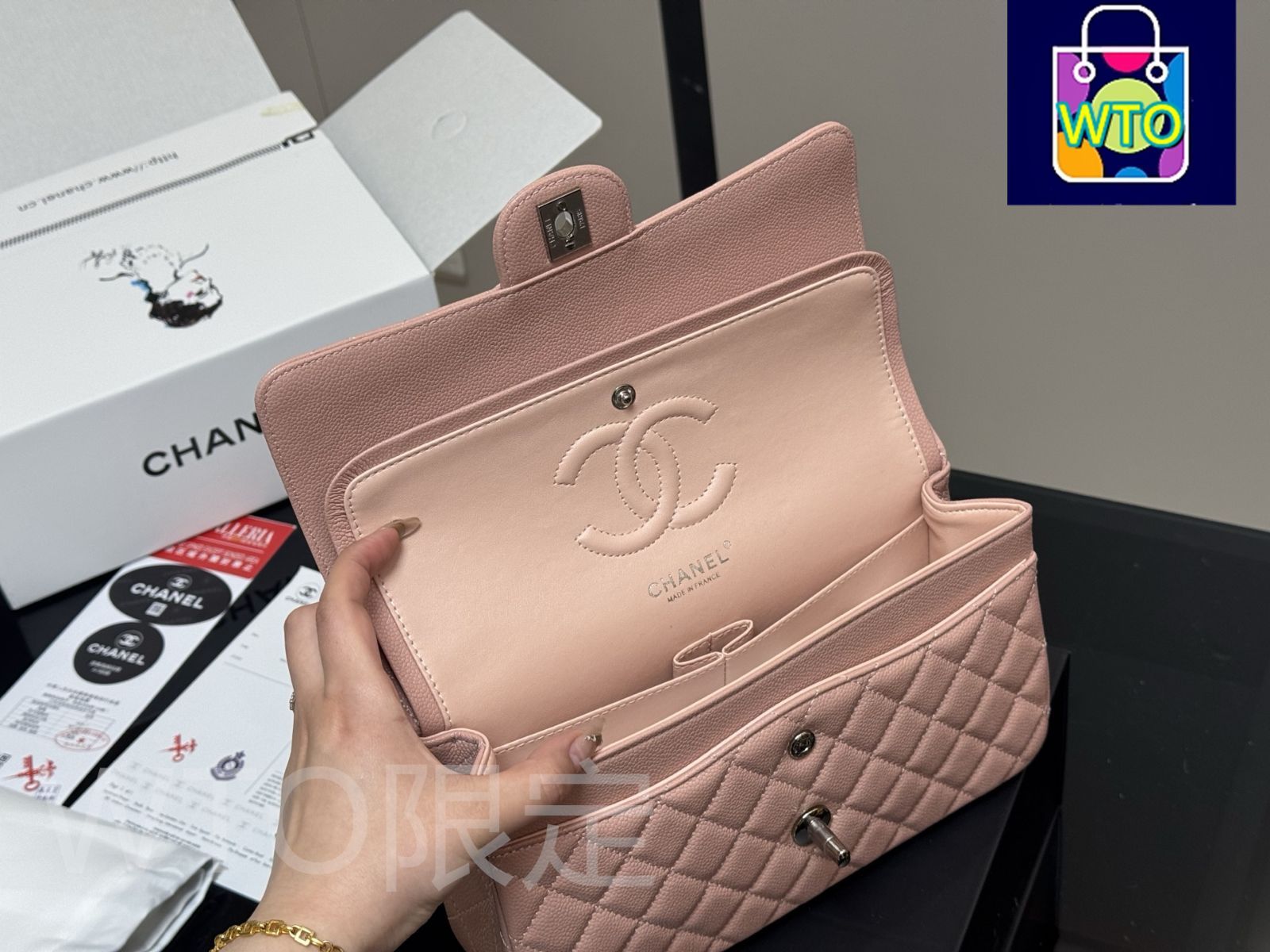 今日特価】CHANEL CF 25cm トップグレード サーモンレザー