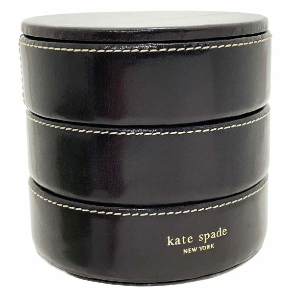 ケイトスペード ジュエリーケース 3段 ジュエリーボックス レザー 革 ダークブラウン 濃茶 こげ茶 ED052 360 XX kate spade アクセサリーケース アクセサリーボックス 小物入れ ブランド小物 インテリア き stacked