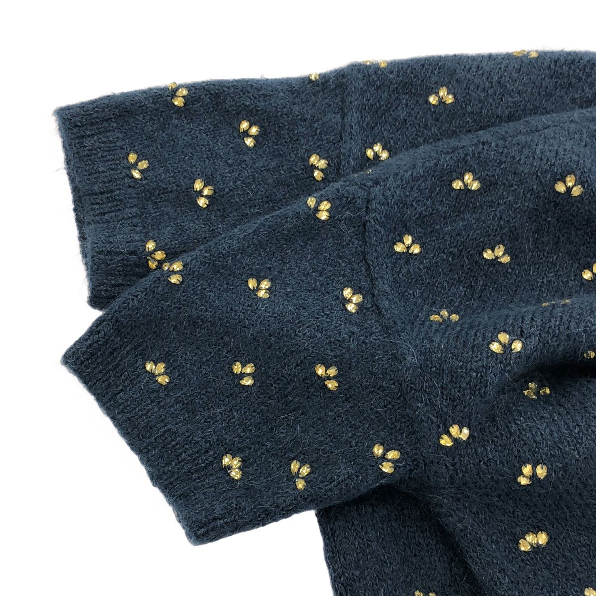 DRIES VAN NOTEN ドリスヴァンノッテン ビジューデザイン ショートスリーブニットセーター  ブルー XS DRIES VAN NOTEN ドリスヴァンノッテン ビジューデザイン ショート