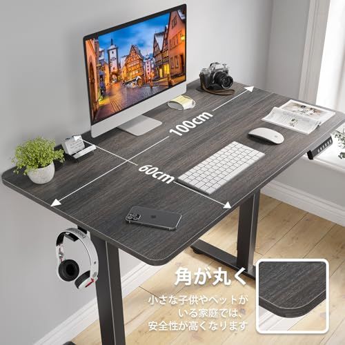 Sunon 昇降デスク 電動 スタンディングデスク 幅100cm 耐荷重